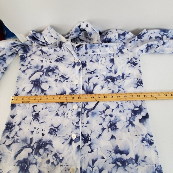 Haven Well Within Organic True Cotton Sleep Shirt Med Blurred Floral Button-up - Picture 10 of 13